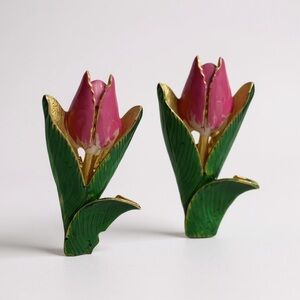Pink and Green Tulip Earrings **Tulip Flower Earrings by Milou Jewelry**